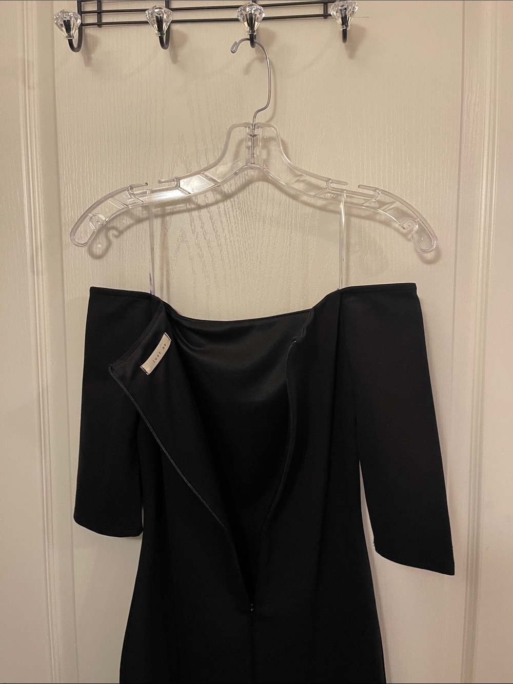 Just Me Black Off-Shoulder Long Sleeve Dress